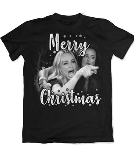 Yelling Woman Cat Meme Christmas Shirt - Front & Back