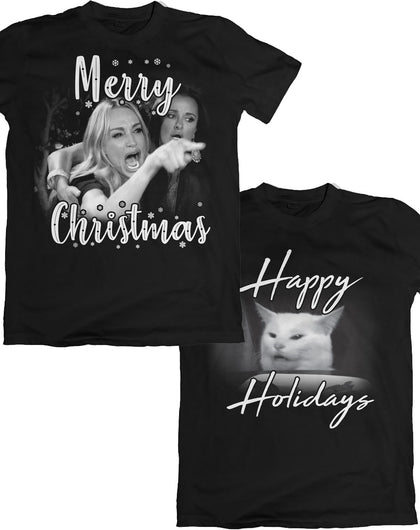 Women Yelling at Cat Meme - Christmas Pair (2 Shirt Pack)