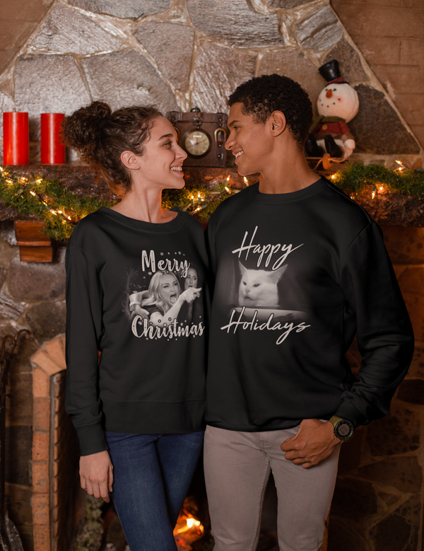 Women Yelling at Cat Meme - Christmas Pair (2 Shirt Pack)