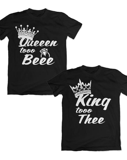 "King and Queen to Be" His and Hers Engagement Tees - Black